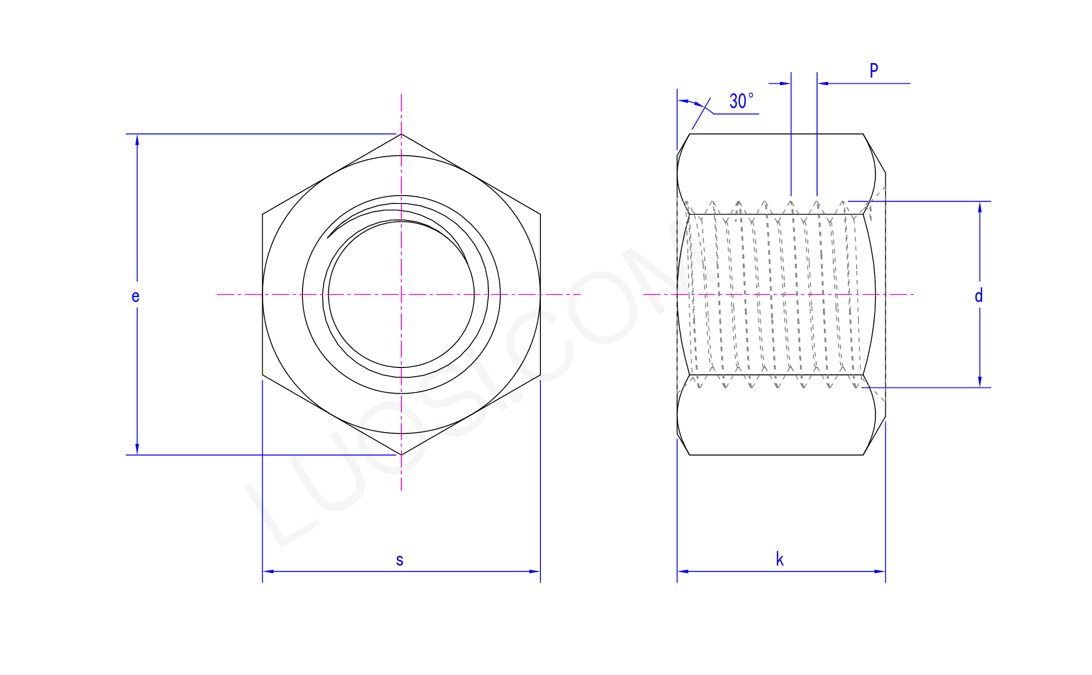 Black hexagonal thin nuts parameter Black hexagonal thin nuts parameter