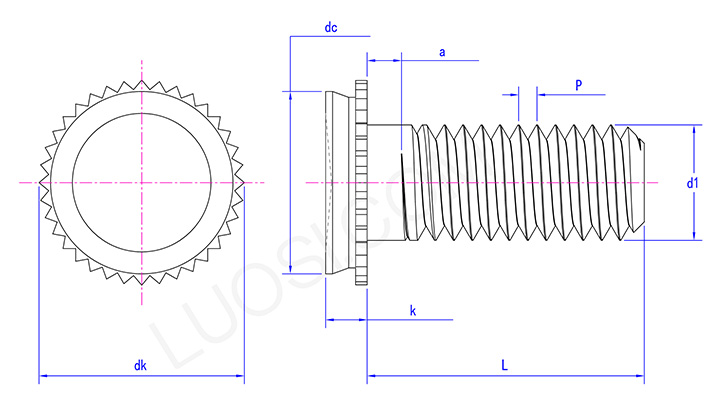 Aluminium Alloy Concealed Head Threaded Studs