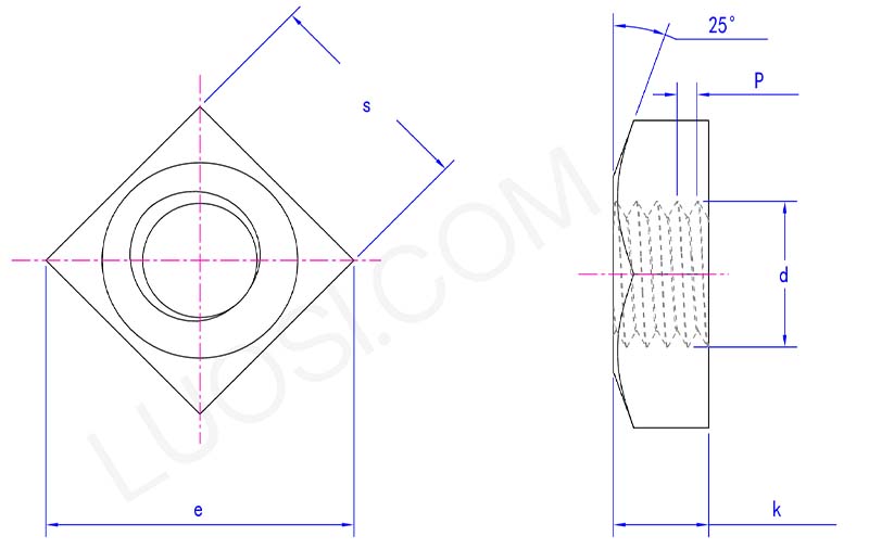 high precision single chamfered square nuts parameter high precision single chamfered square nuts parameter